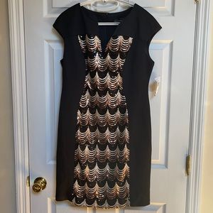 Connected Apparel 14p black sequined dress NWT